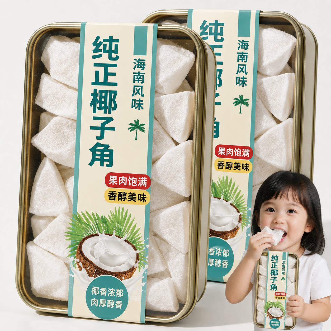 正宗海南特产椰子角官方旗舰店无糖椰子肉块椰香休闲零食散装包邮