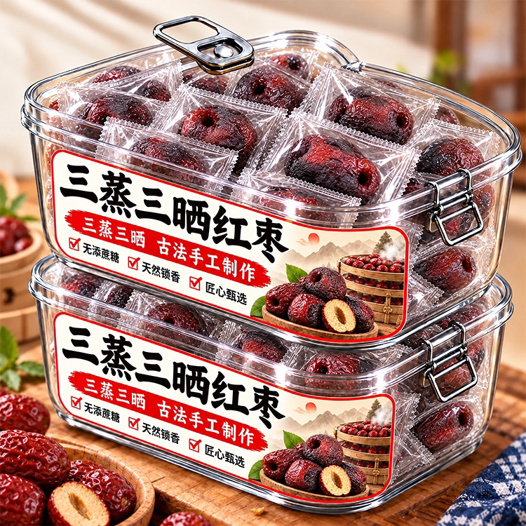 新疆三蒸三晒红枣官方旗舰店新货新疆特产若羌特级大枣蒸灰枣零食