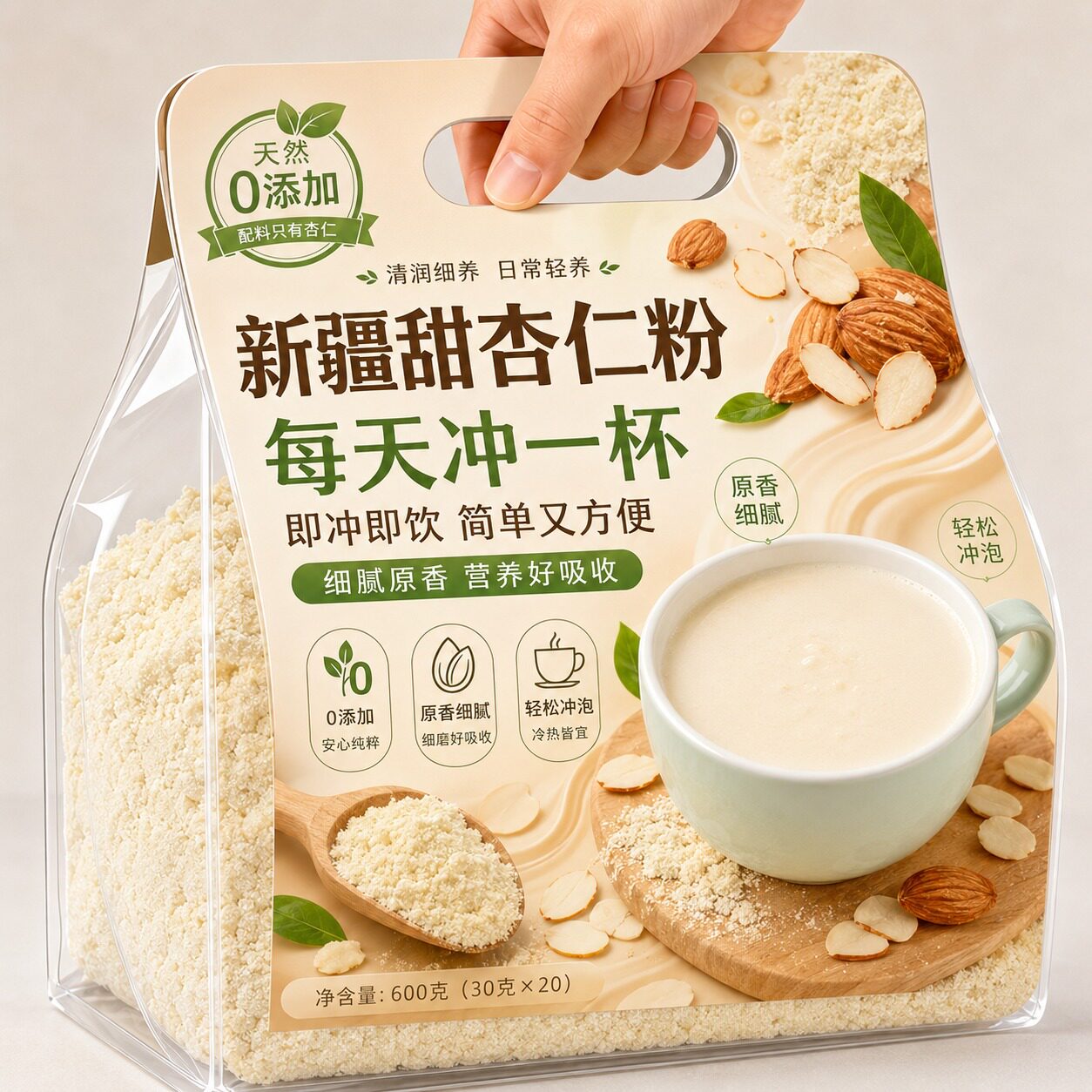新疆甜杏仁粉官方旗舰店原味无添加古法古法炮制烘焙专纯天然现磨图片