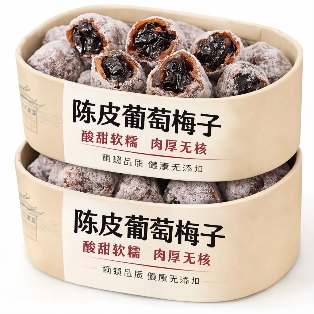 潮汕陈皮葡萄梅子爆浆青梅抱葡萄夹心酸甜无核果脯蜜饯葡萄干零食