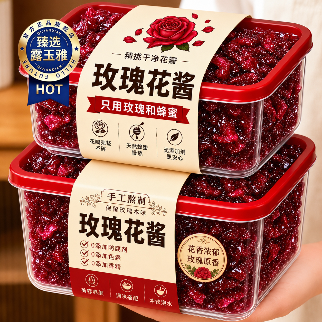 云南特产玫瑰花酱官方旗舰店正品0添加商用家用冰粉月饼馅料烘焙图片