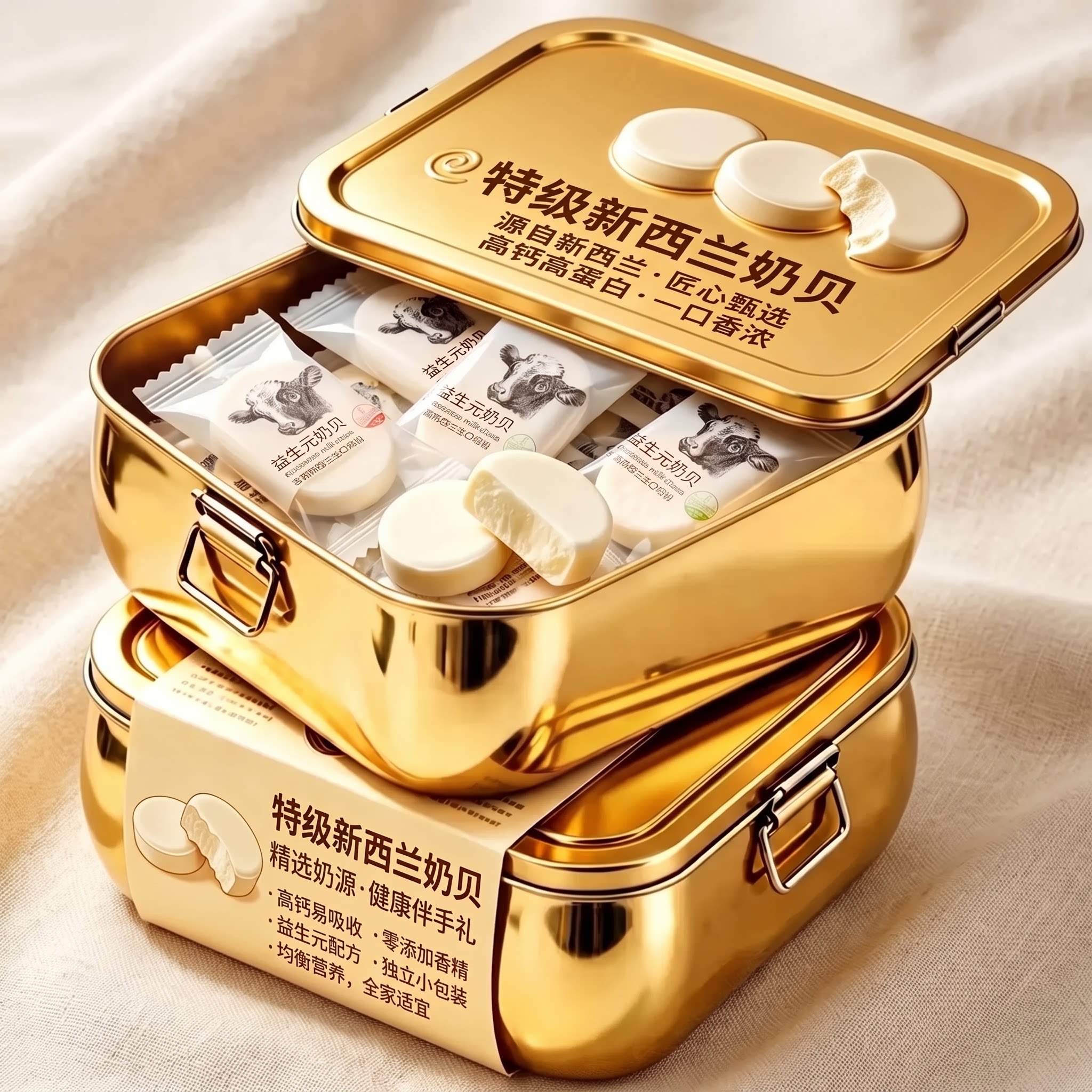奶贝新西兰进口奶源益生元奶片糖果独立小包装奶贝干牛奶片小零食