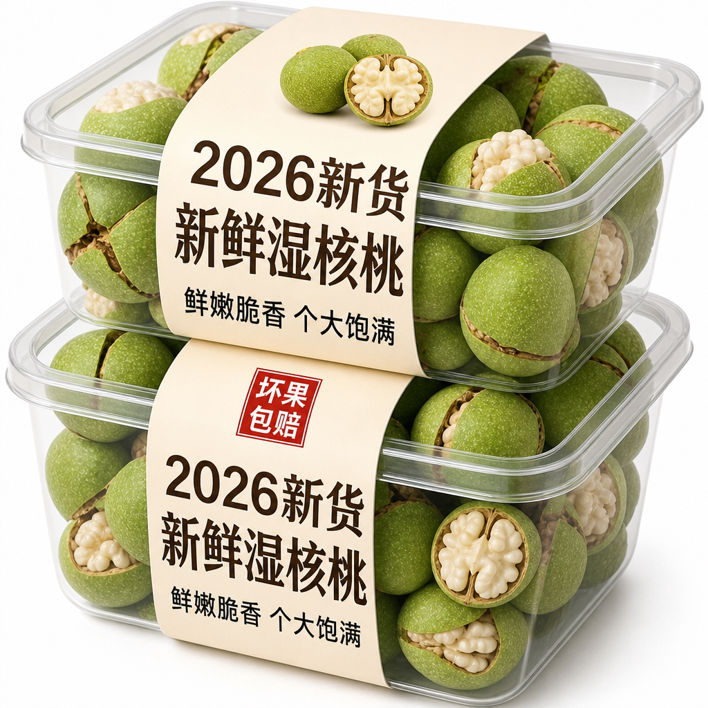 四川2026新鲜湿核桃薄皮去皮青皮老树绿皮孕妇用生核桃整箱5斤装