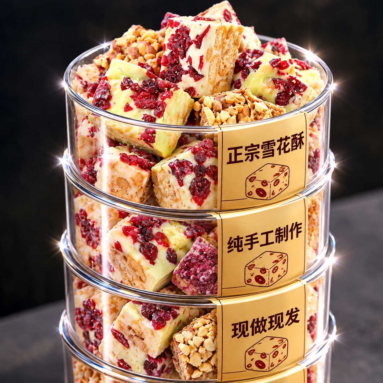 纯手工制作雪花酥饼干巧克力原材料草莓羊奶芙沙琪玛糕点零食小吃图片