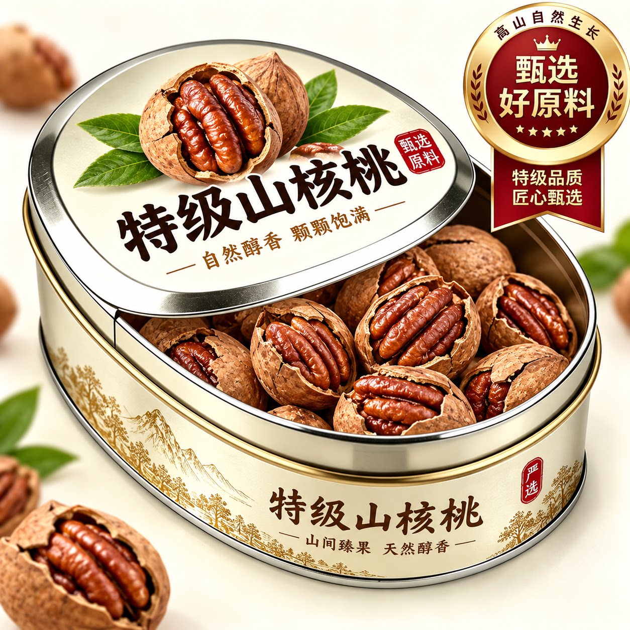 【天猫甄选】山核桃手剥新货野生特级特产坚果仁孕妇零食官方旗舰