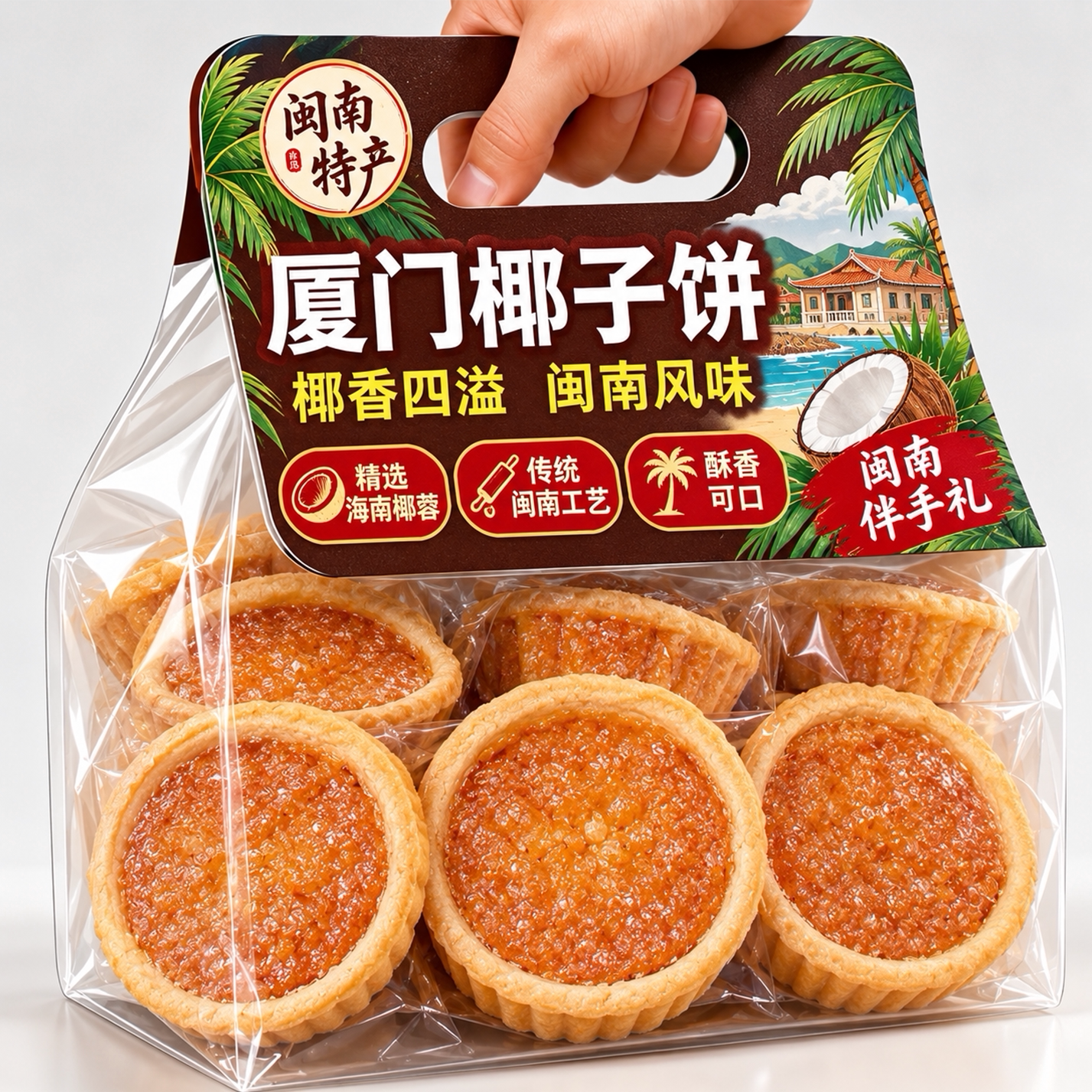 厦门椰子饼芝士黄油味巧克力味椰蓉酥饼干早餐小零食特产官方旗舰