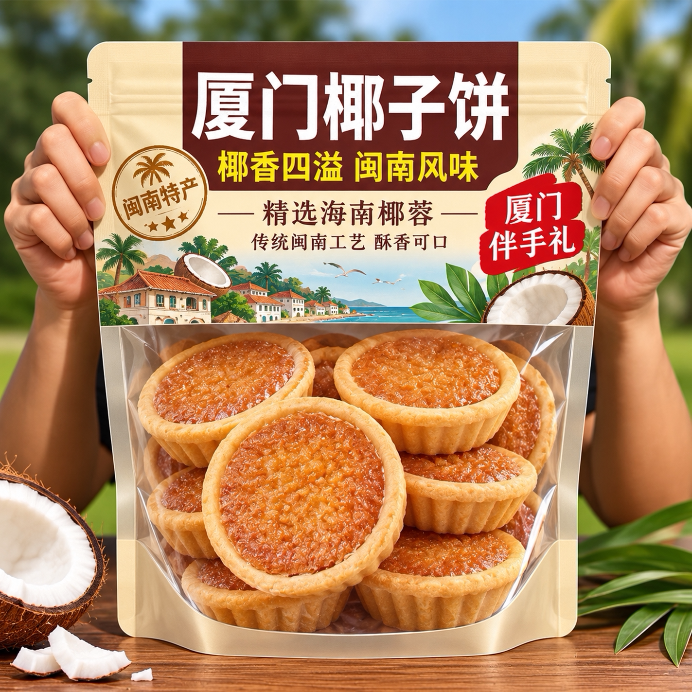 厦门椰子饼芝士黄油味巧克力味椰蓉酥饼干早餐小零食特产官方旗舰