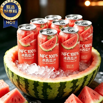 100%西瓜汁果汁鲜榨浓缩夏季天解暑饮料旗舰店无菌高温清甜冰饮品