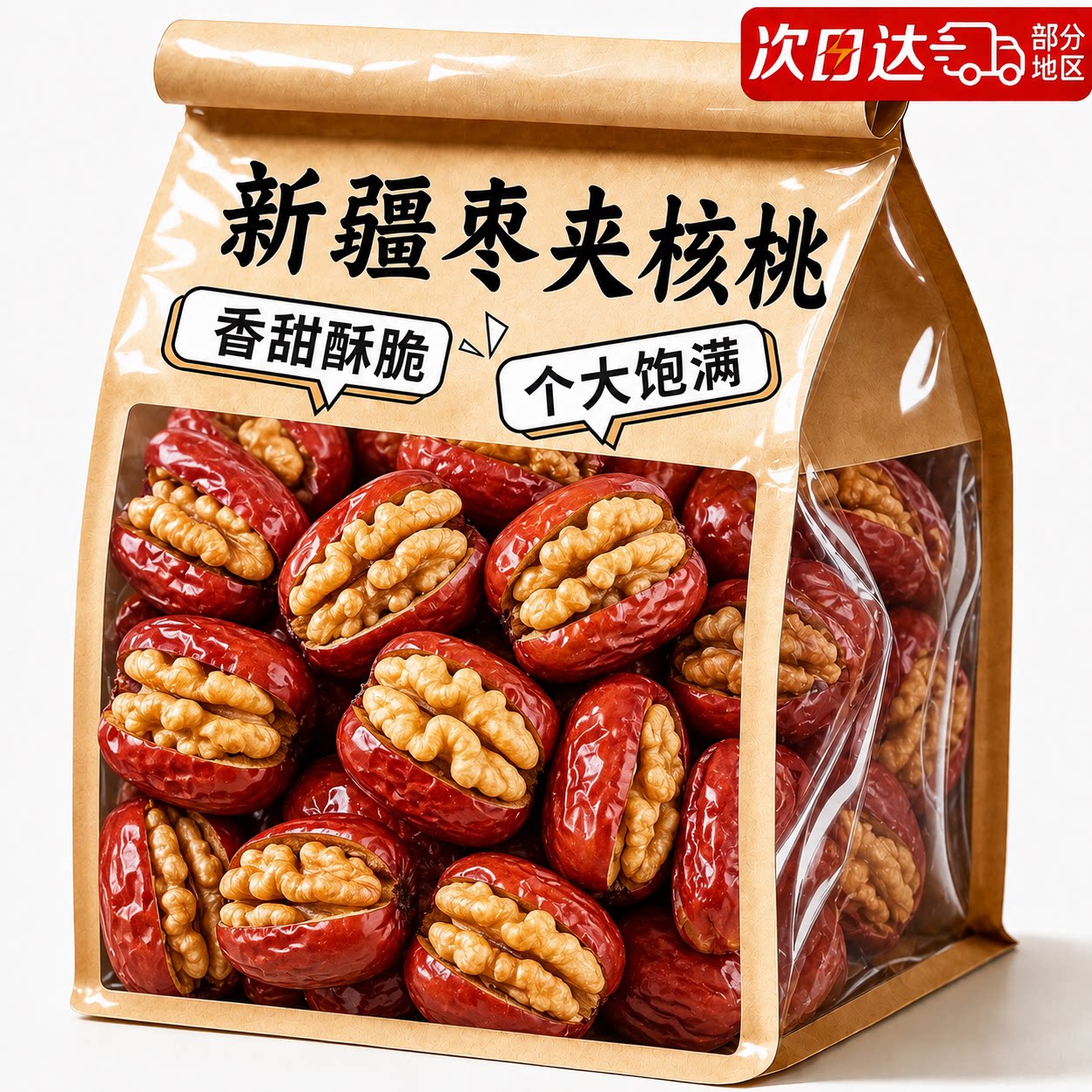 枣夹核桃独立包装新疆特产和田灰枣红枣夹大纸皮核桃仁孕妇小零食