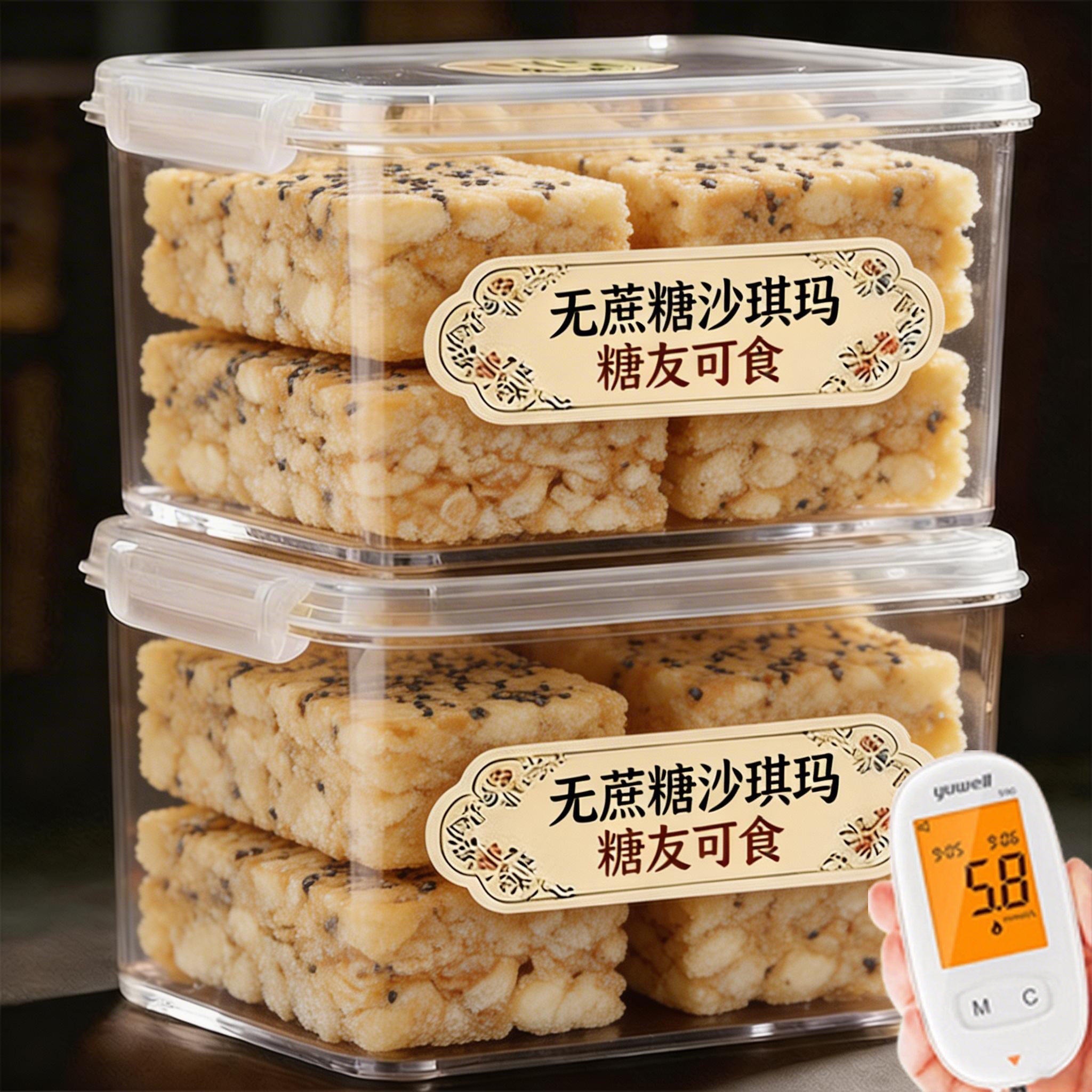 糖友定制！沙琪玛无糖无添加官方旗舰店老式纯手工糕点糖尿人专用