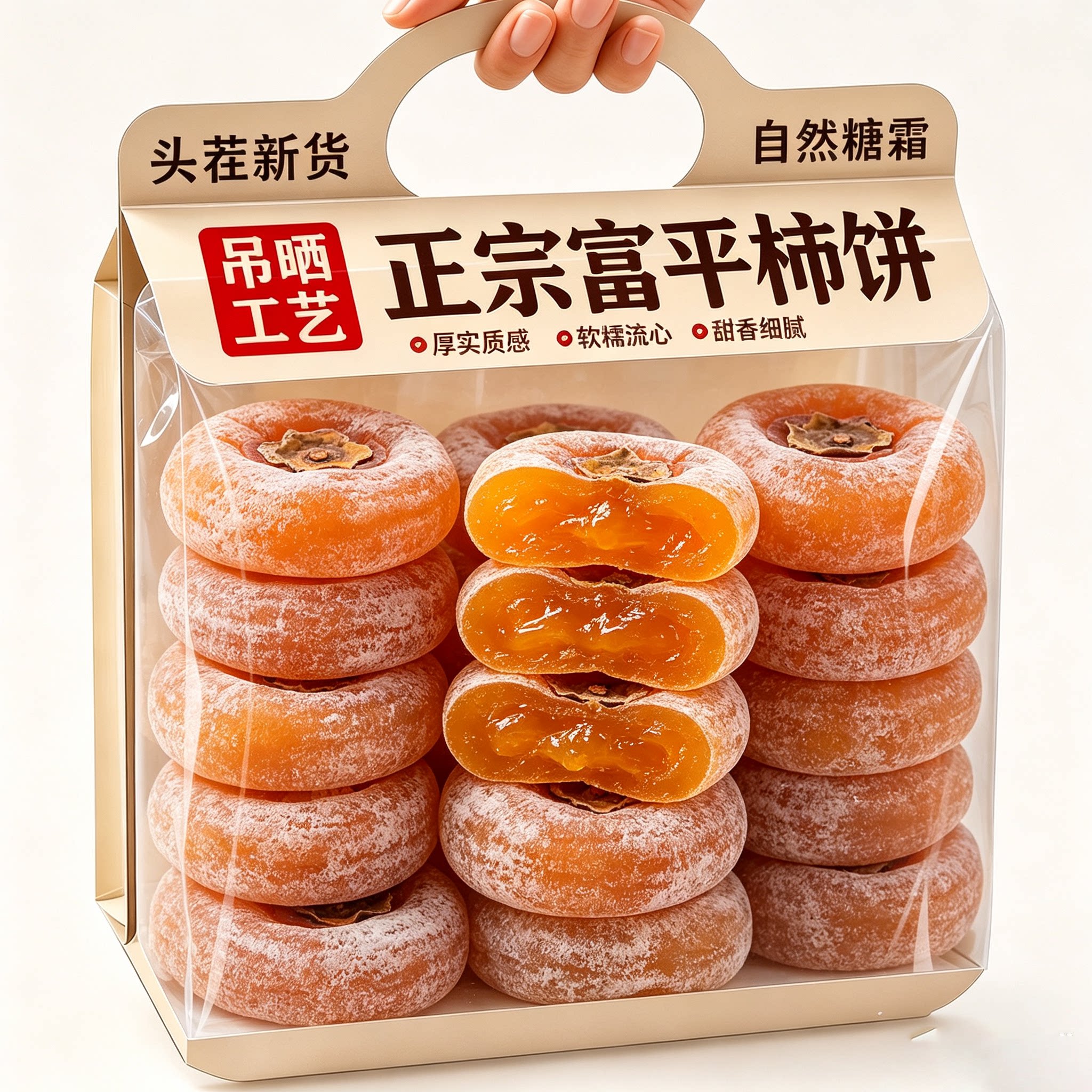 【头茬新货】富平圆柿饼吊新鲜头茬老树柿子柿饼流心霜降正宗糖心