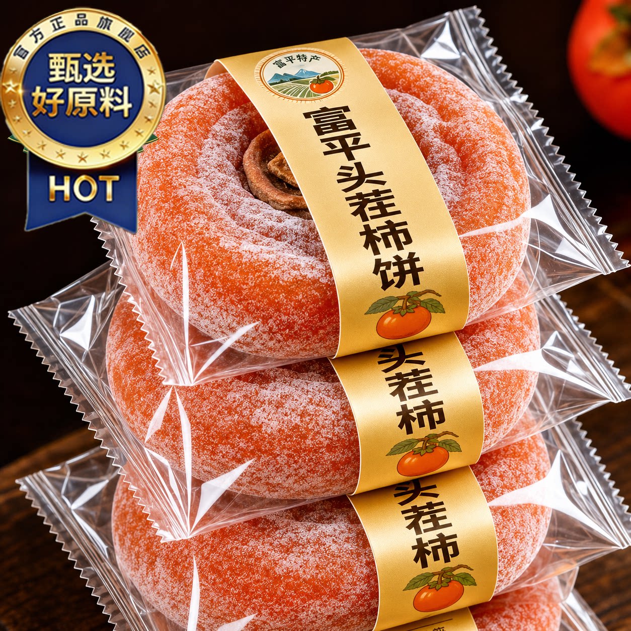 【头茬新货】富平圆柿饼吊新鲜头茬老树柿子柿饼流心霜降正宗糖心
