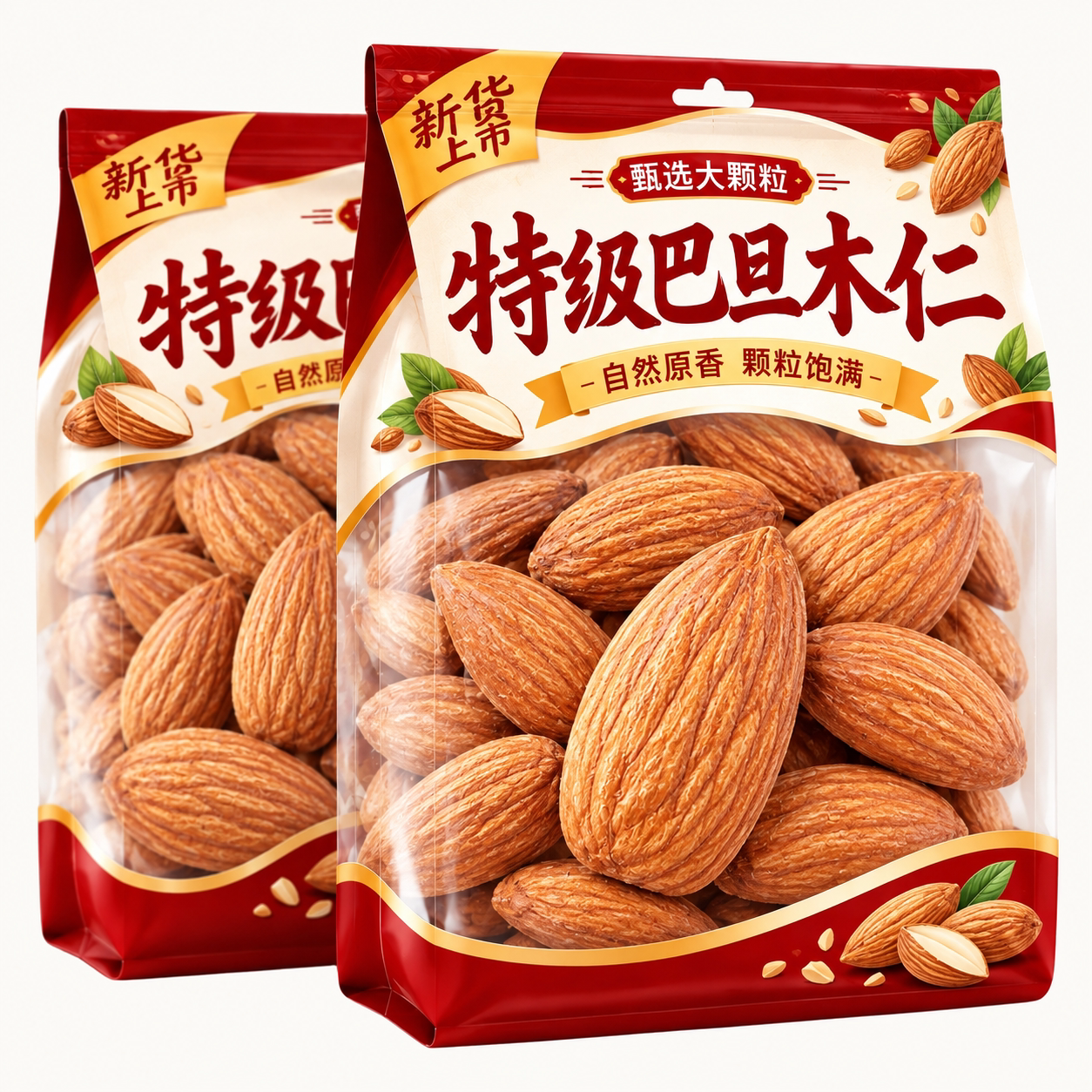 大颗粒原味NP巴旦木仁500g新货扁桃仁巴达木干果孕妇坚果炒货零食
