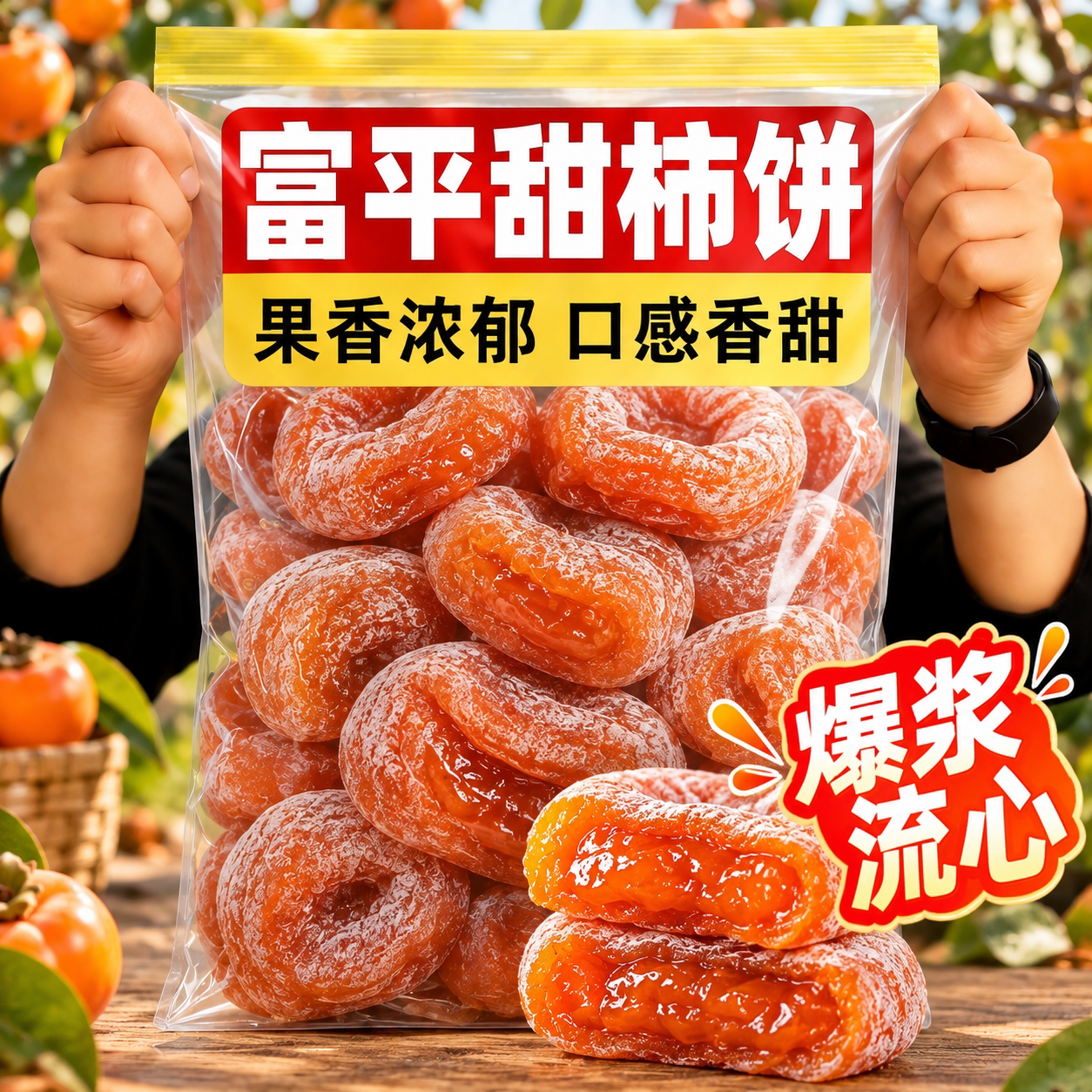 圆流心柿吊柿独立包装农家2026新货自然霜降吊柿饼柿子办公室零食