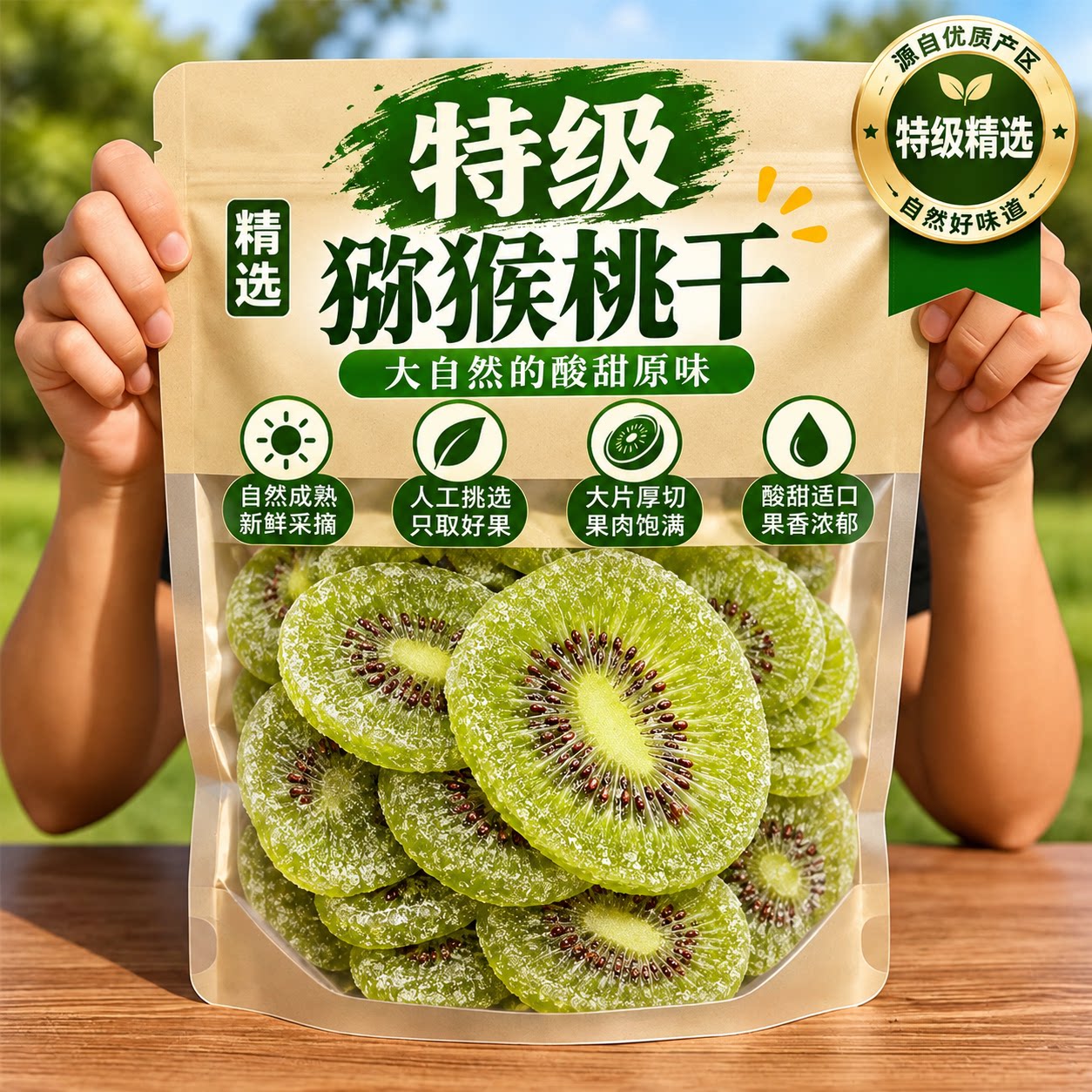 猕猴桃干无糖精陕西特产新货奇异果水果干原味果脯蜜饯正品旗舰店