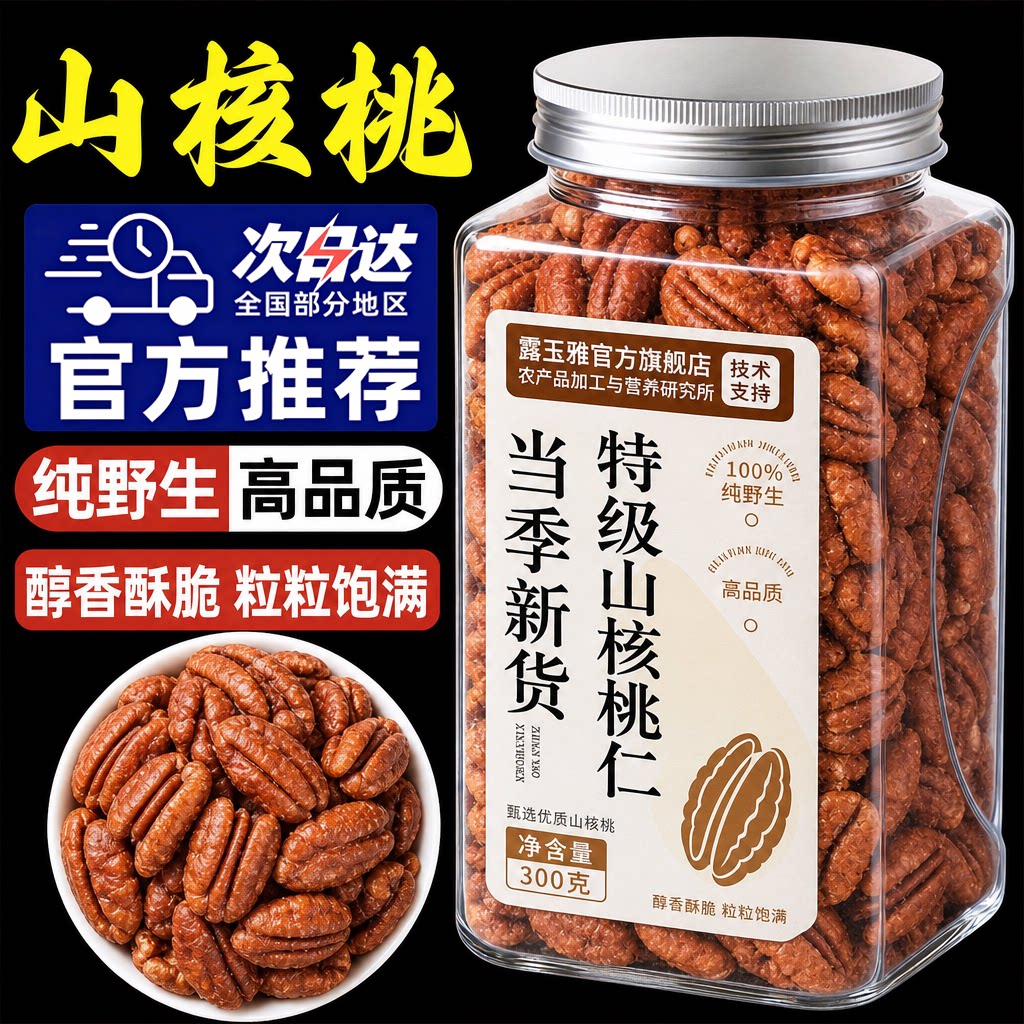 2026年新货野生山核桃仁官方旗舰店小核桃仁过年年货坚果零食炒货