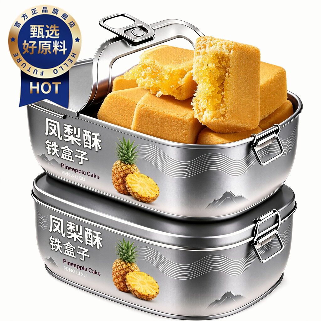 台湾正宗凤梨酥铁盒子包装官方旗舰店正品老式无添加菠萝特色糕点