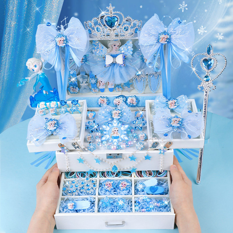 艾莎公主头饰礼盒女童爱莎发饰儿童穿戴装扮类玩具发卡头绳小女孩