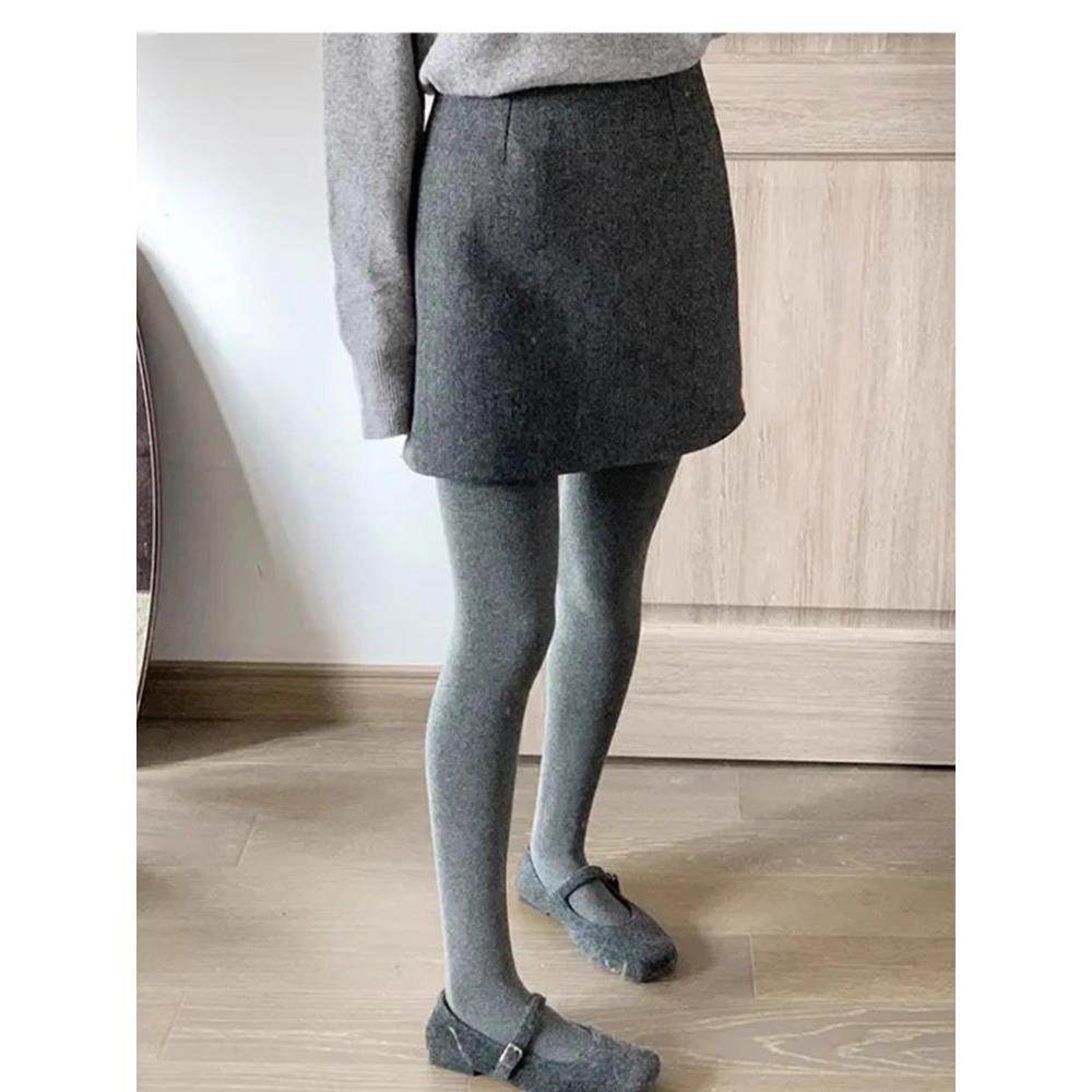 灰色毛呢半身裙女秋冬新款外穿打底小个子a字包臀短裙修身半裙