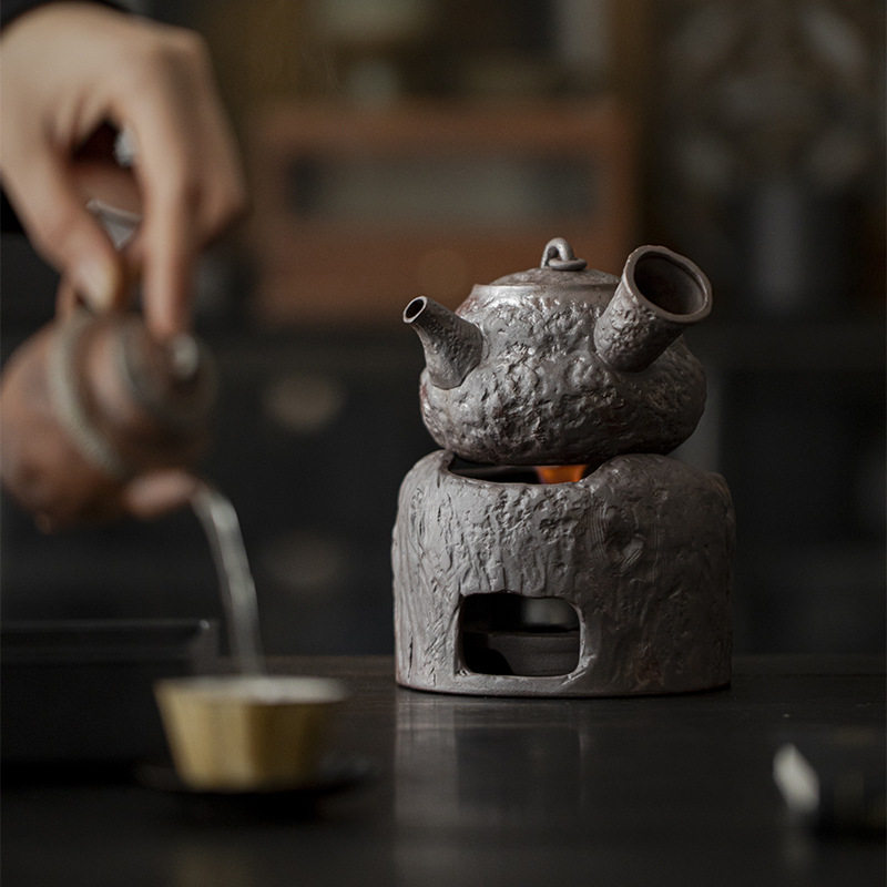 日式复古侧把煮茶炉酒精加热