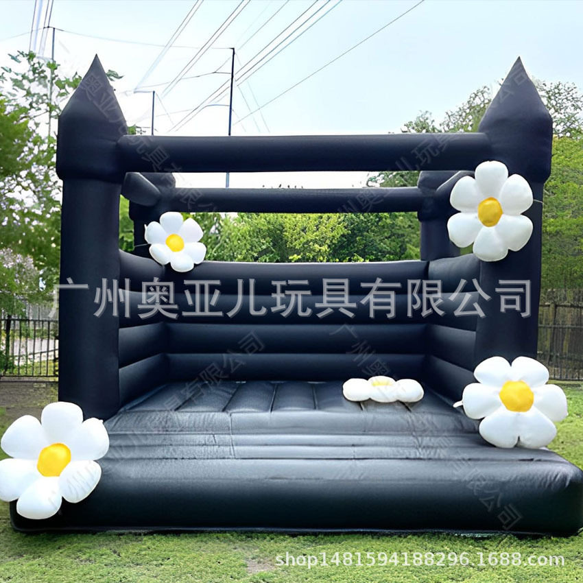 户外充气城堡黑色欧美风家用儿童派对摄影道具婚礼跳床玩具厂家