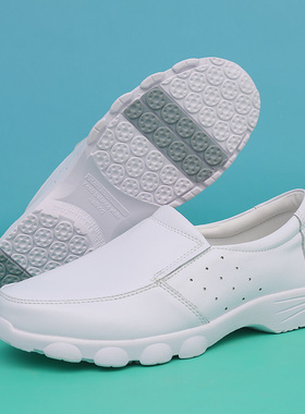 三邦法拉护士鞋男软底真皮透气防臭防滑医生皮鞋坡跟医护工作鞋