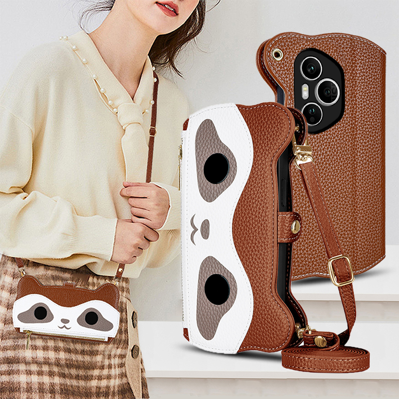 适用荣耀400Pro手机壳斜挎Honor500全包镜头300Ultra翻盖皮套200Pro背带挂绳100钱包式400lite新款真皮防摔5G