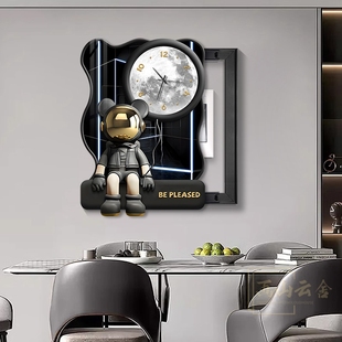 2024新款暴力熊电表箱装饰画免打孔竖款配电箱带钟表遮挡电闸挂画