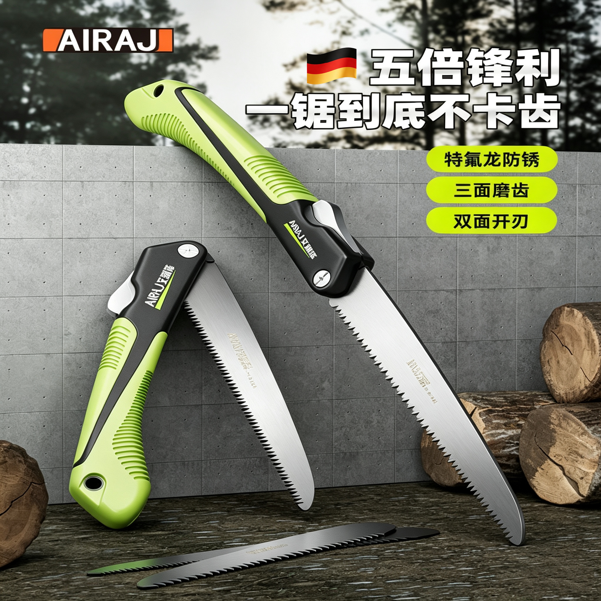 德国进口锯子手锯木工快速折叠锯手工锯树器特快伐木家用小型手持