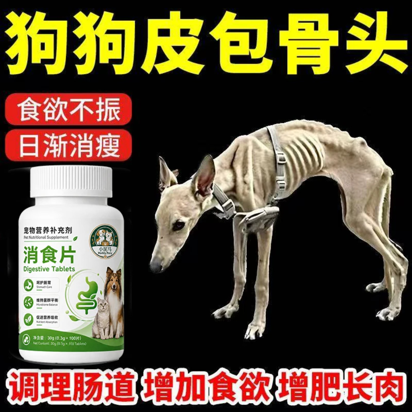 狗狗不吃饭厌挑食消食片肠胃宝健脾开胃调理肠道助消化增猫狗通用
