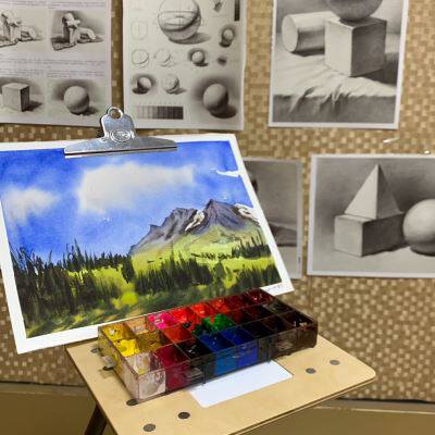 水彩画板桦木板水彩画板便携式多功能油画丙烯水彩画箱