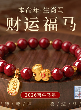 2026马年本命年手链女款红色朱砂手串生肖马吉祥佩戴物手饰男礼物