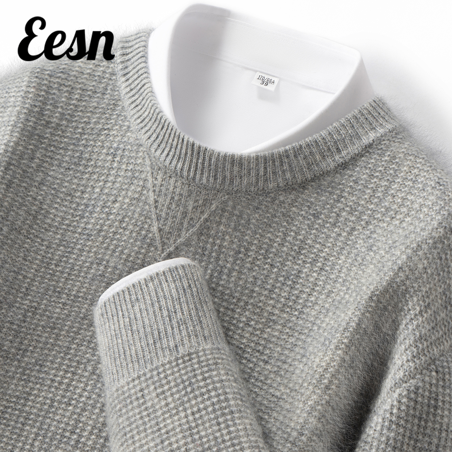 秋冬新款男士圆领加厚针织羊绒衫