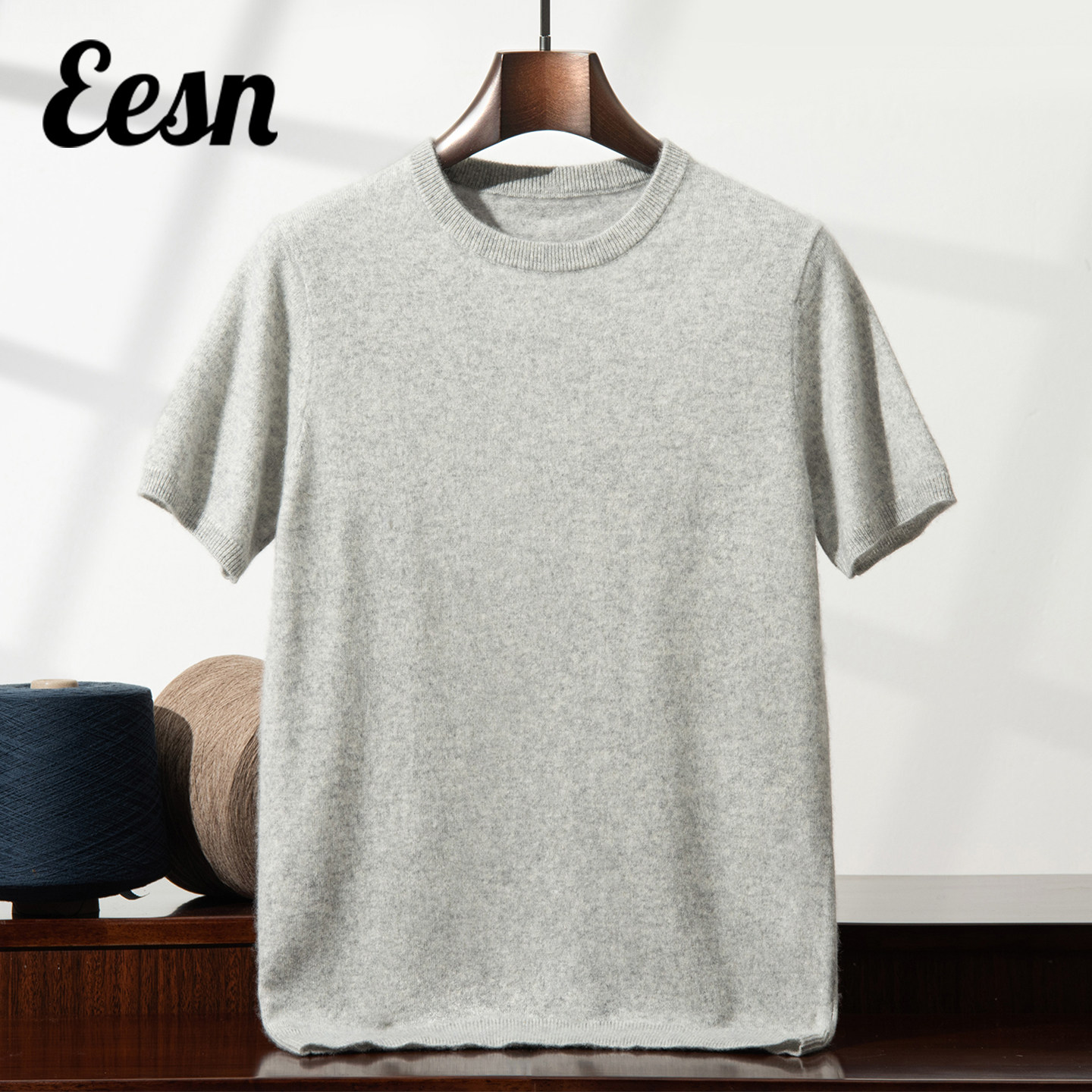 男士圆领针织山羊绒衫短袖打底衫