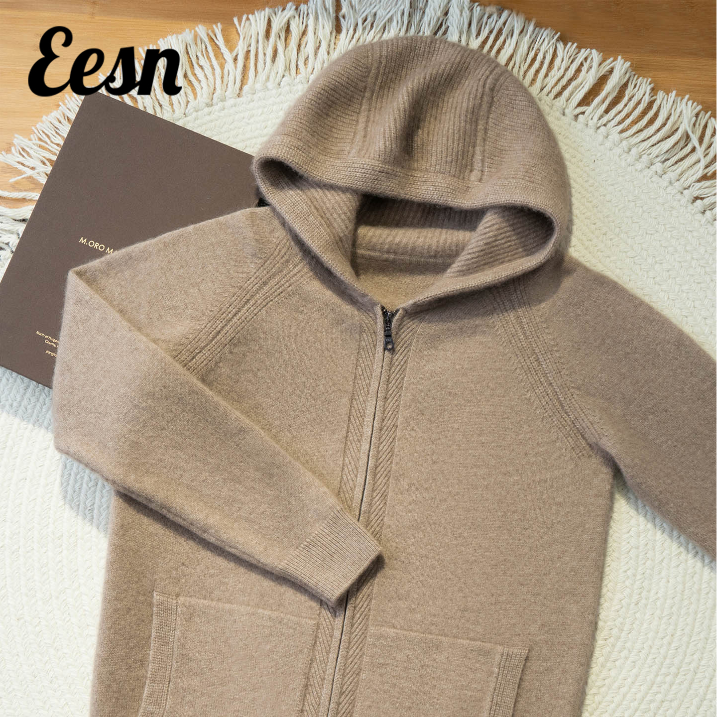 商务休闲连帽拉链羊绒开衫卫衣