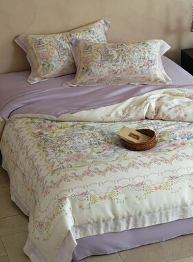 意式轻奢软糯凉感印花天丝四件套 涧奈