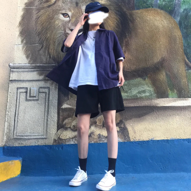 运动短裤女夏季宽松2025新款bf风高腰显瘦直筒百搭中裤港味五分裤
