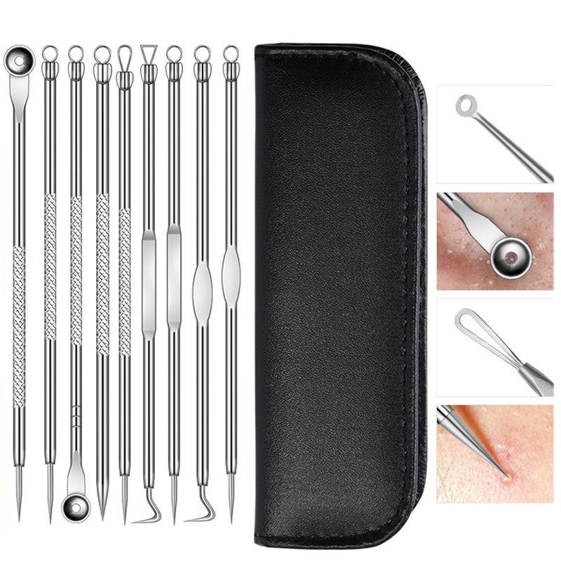 9pcs Black Dot Pimple Blackhead Remover Tool Needles跨境