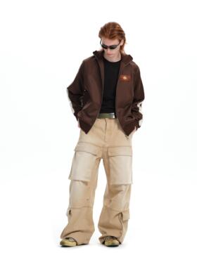 Brokenonyx BOXY撞色拼接插肩袖运动夹克刺绣图案复古休闲外套