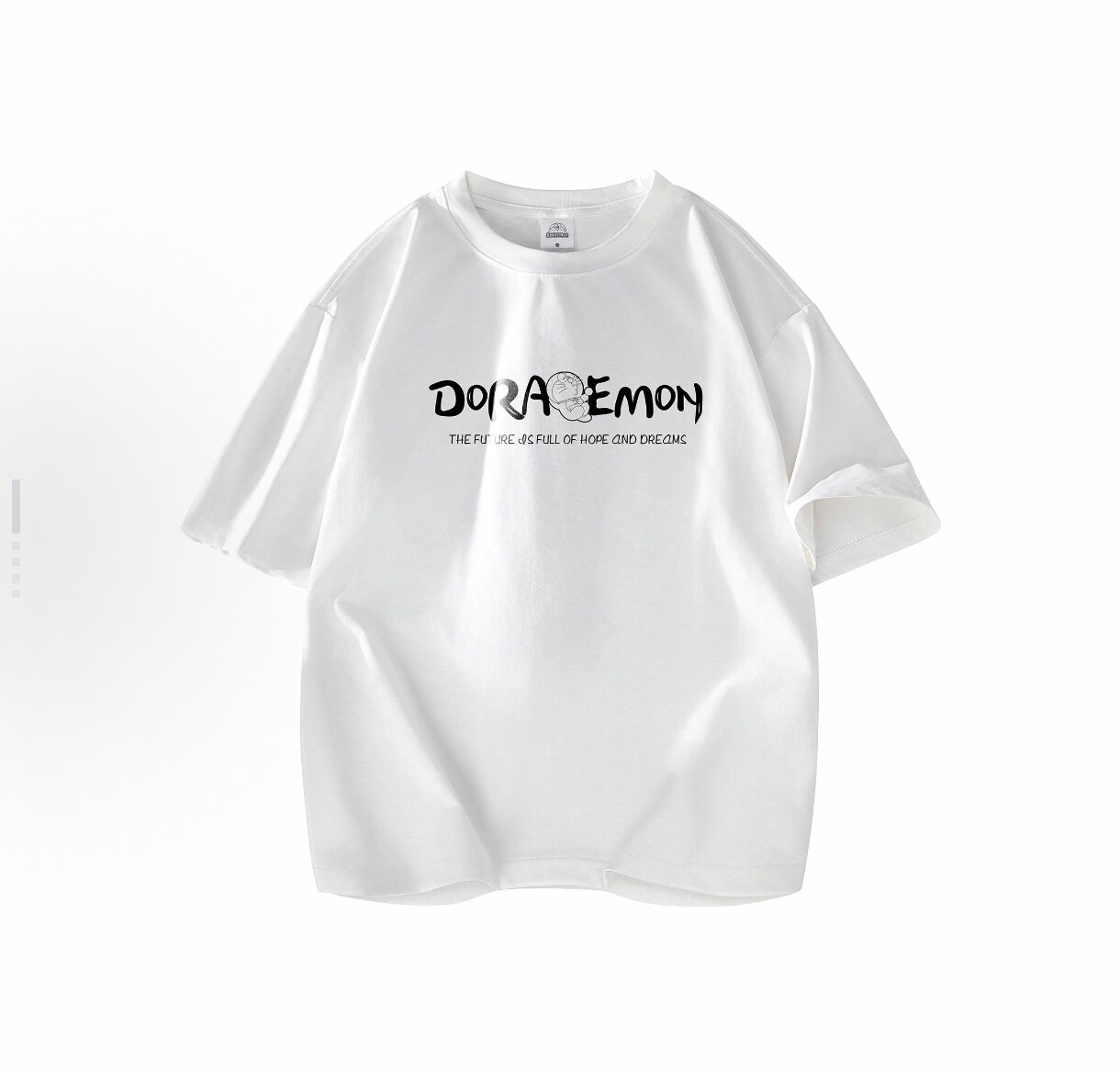Doraemon哆啦A梦 趣味卡通机器猫字母Logo印花短袖T恤 男女同款