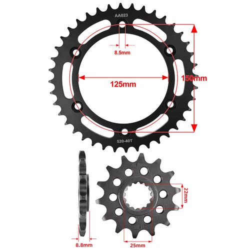 摩托车链轮适用KTM 3p00EXC Enduro大小齿10年前后牙盘油封链条