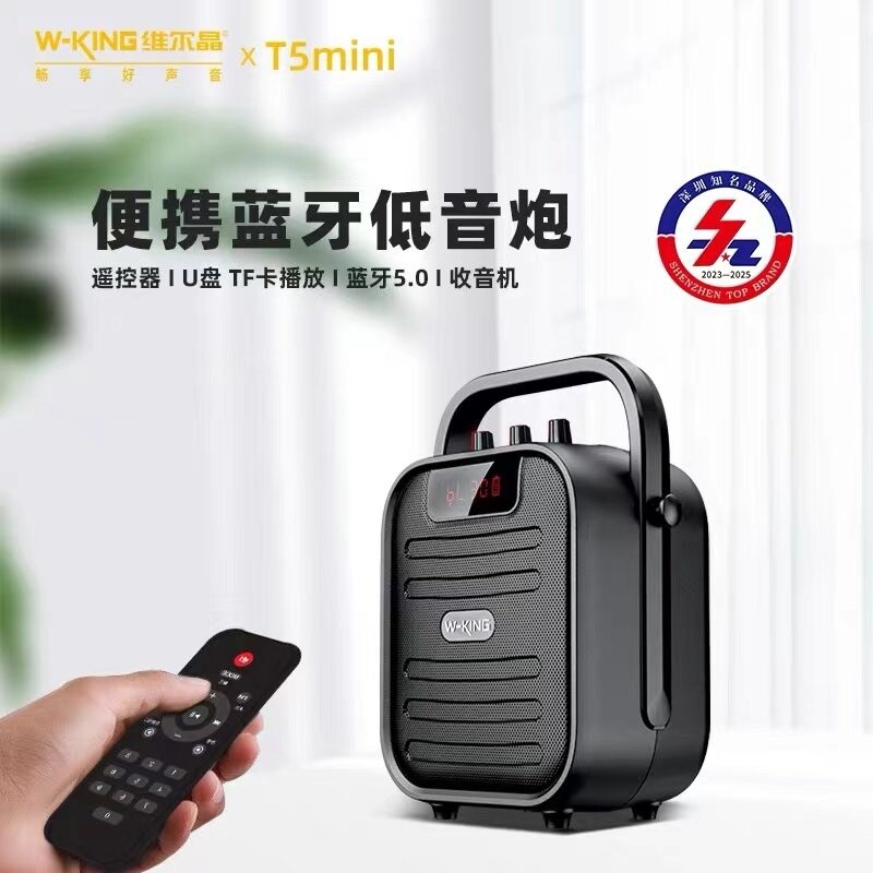 维尔晶 T5mini户外手提便携式蓝音箱收音机插卡U盘广场舞小音响牙