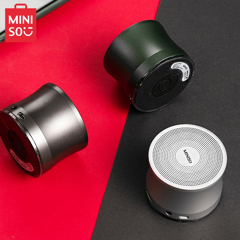 miniso/名创优品 a109金属重低音箱带麦通话迷你小巧音响炮蓝牙音