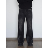 牛仔裤 HFB YZK36 美式 复古水洗做旧直筒显高修身 小个子短裤 长