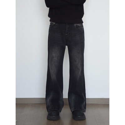 HFB水洗做旧直筒显高修身牛仔裤