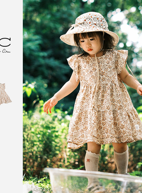 Rylee cru女童满印碎花连衣裙套装25夏新款女宝童装婴幼童6月-3岁