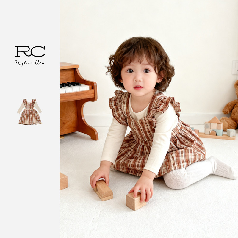 RC长袖格纹连衣裙公主裙