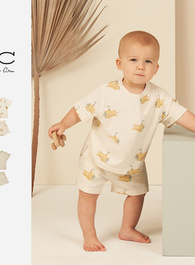 RyleeCru童装T恤简约两件套家居套装男女童婴小童短袖短裤春夏款
