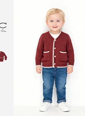 RC童装官方正品儿童毛衣男女童针织开衫毛衣早春商场同款新年红