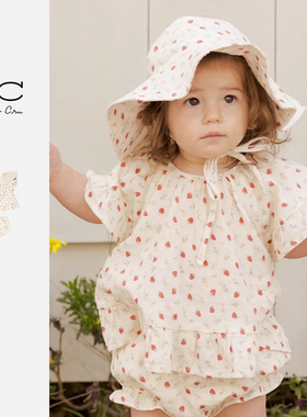 RyleeCru女童上衣短袖裤子小草莓可爱两件套装婴小童外出套装